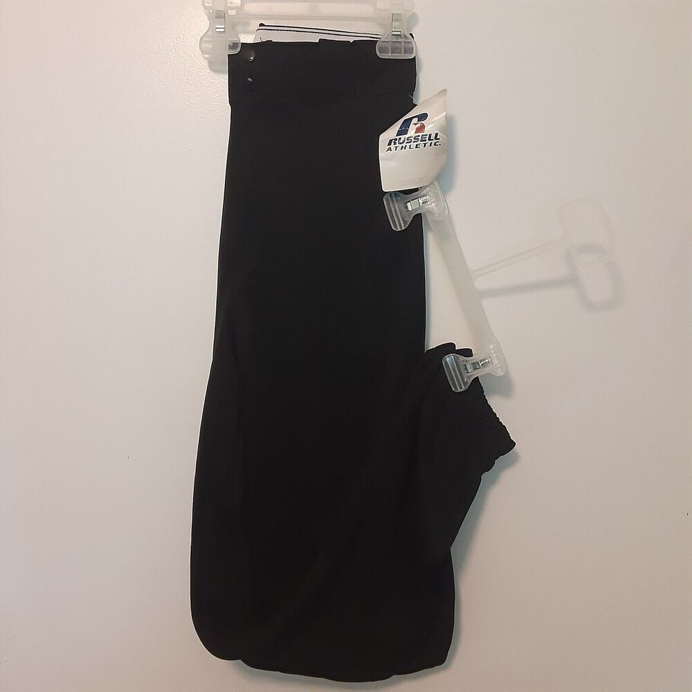 Russell Athletic Solid Black Adult Baseball Pants Elastic Waist Size Small EUC